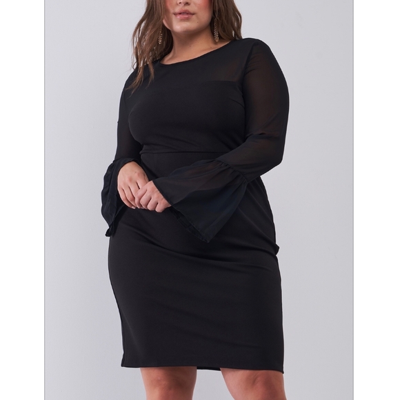 HAUTE CURVE Sophisticated Black Fitted Dress - Picture 3 of 7